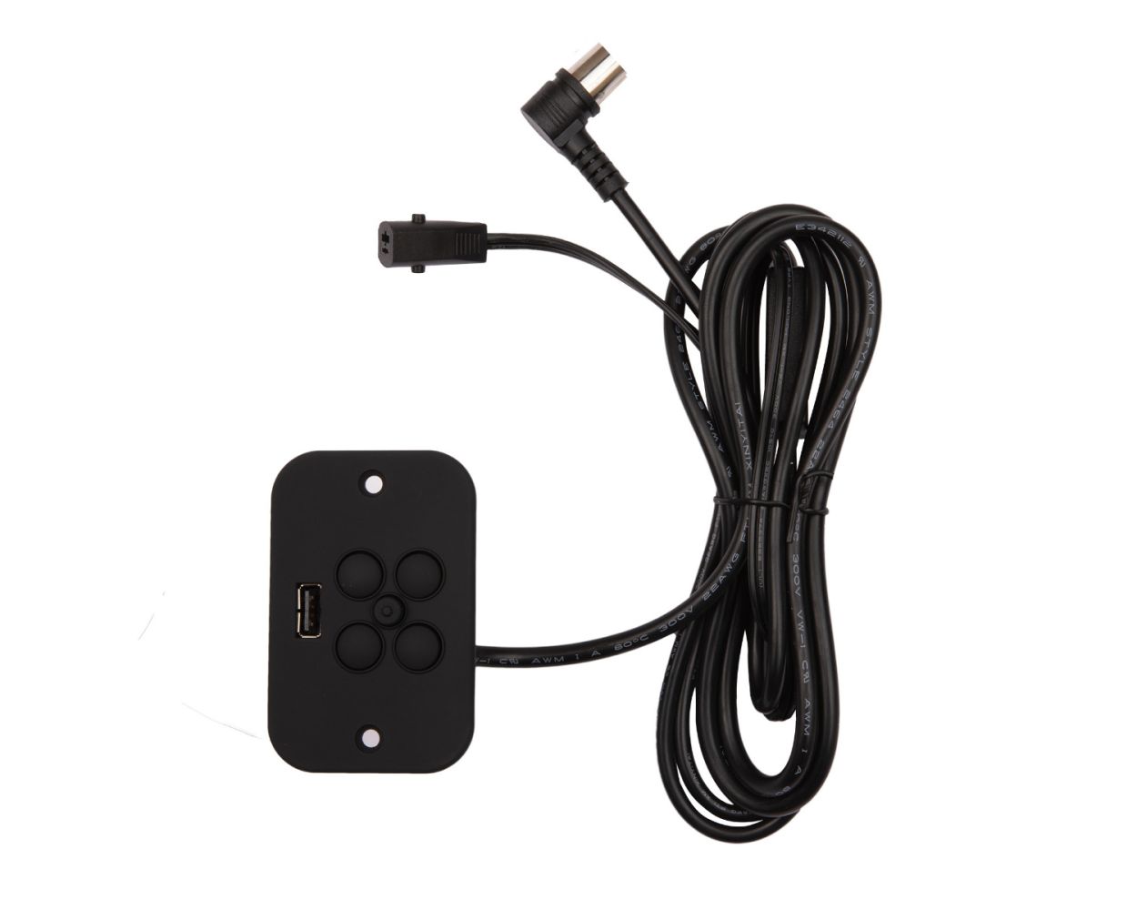 4 BUTTON SWITCH W/USB AND RETURN BUTTON W/2PIN & W/5PIN 90 DEGREE CONNECTOR (BLACK)