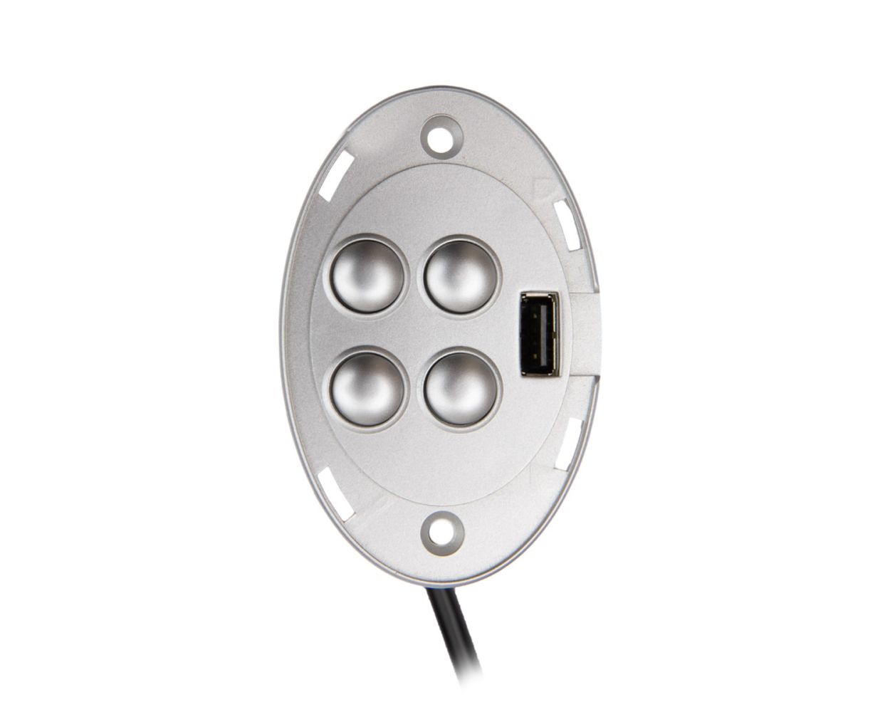 4 BTTN OVAL SWITCH W/USB SILVER